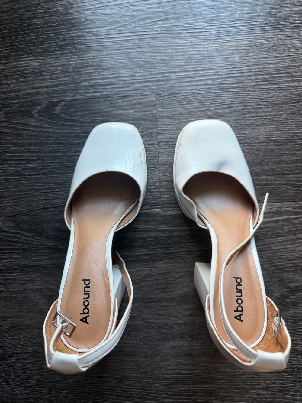Abound White Patent Square-Toe Slingback Block Heels